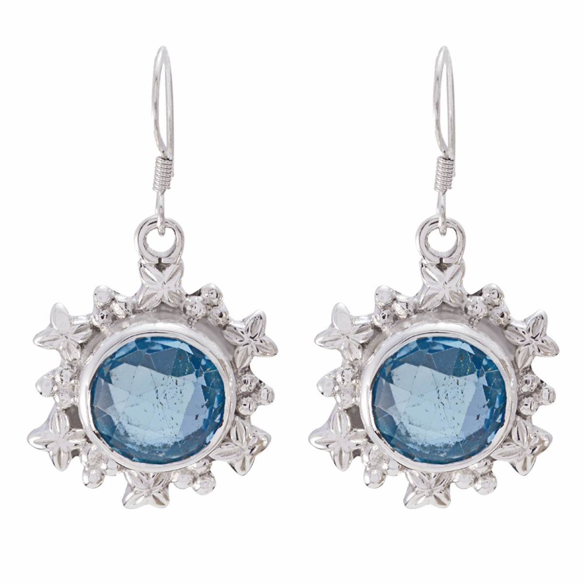 Rina Blue Dangle Earrings with Stunning Gemstone Detail Blue Topaz Blue Dangle