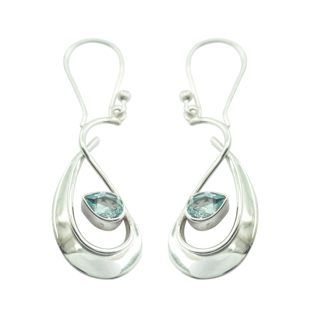 Min-seo Blue Dangle Earrings in Unique Design Blue Topaz Blue Dangle
