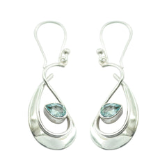 Min-seo Blue Dangle Earrings in Unique Design Blue Topaz Blue Dangle