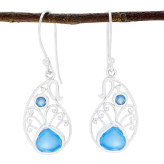 Ella Blue Dangle Earrings with Elegant Design Blue Chalcedony Blue Dangle