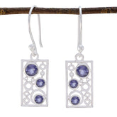 Addison Blue Dangle Earrings with Unique Gemstone Design Iolite Blue Dangle