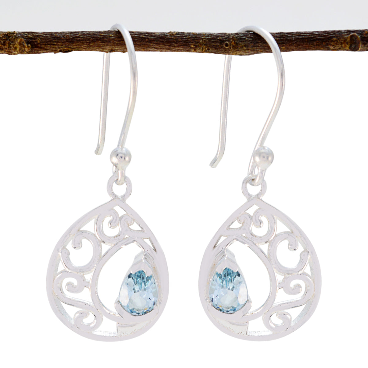 Isadora Blue Featherlight Earrings with Elegant Design Blue Topaz Blue Dangle