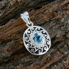 Ida Blue Filigree Pendant - Elegant Silver Jewelry