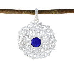Patricia Blue Filigree Pendant - Stunning Silver Design Indian Blue Sapphire Blue Blue