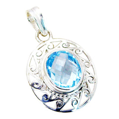 Ida Blue Filigree Pendant - Elegant Silver Jewelry