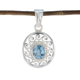 Ida Blue Filigree Pendant - Elegant Silver Jewelry Blue Topaz Blue Blue