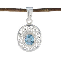 Ida Blue Filigree Pendant - Elegant Silver Jewelry Blue Topaz Blue Blue