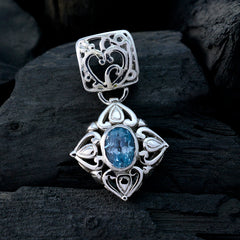 Sara Blue Filigree Pendant with Gemstone Detail
