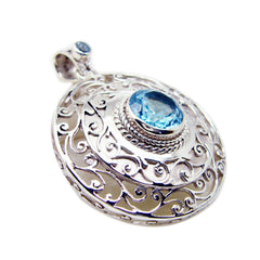 Gabriela Blue Filigree Pendant in Silver Design