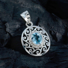 Ida Blue Filigree Pendant - Elegant Silver Jewelry