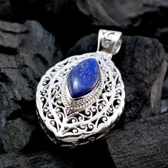 Teresa Blue Filigree Statement Pendant in Silver
