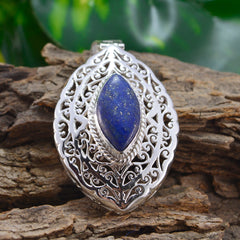 Teresa Blue Filigree Statement Pendant in Silver