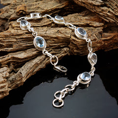 Marie Blue Gemstone Bracelet India - Elegant Silver Design