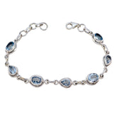 Marie Blue Gemstone Bracelet India - Elegant Silver Design Blue Topaz Blue