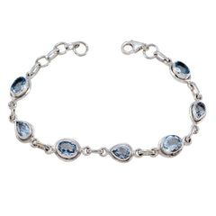 Marie Blue Gemstone Bracelet India - Elegant Silver Design Blue Topaz Blue