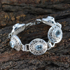 Alina Blue Gemstone Bracelet with Silver Accents