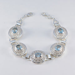 Alina Blue Gemstone Bracelet with Silver Accents