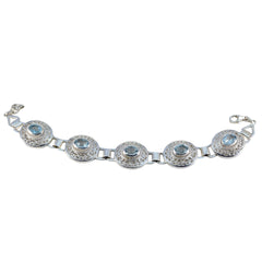 Alina Blue Gemstone Bracelet with Silver Accents
