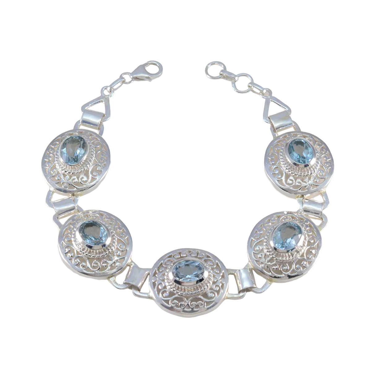 Alina Blue Gemstone Bracelet with Silver Accents Blue Topaz Blue
