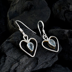 Ines Blue Gemstone Dangle Earrings with Heart Design