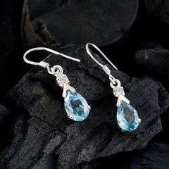 Agustina Blue Gemstone Dangle Earrings for Glam Style