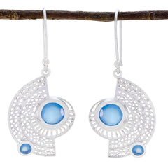 Genesis Blue Gemstone Dangle Earrings for Elegance Chalcedony Blue Dangle