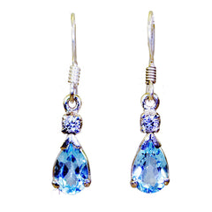 Agustina Blue Gemstone Dangle Earrings for Glam Style