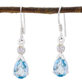 Agustina Blue Gemstone Dangle Earrings for Glam Style Blue topaz Blue Dangle