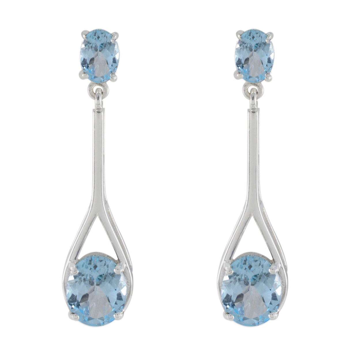 Ji-eun Blue Gemstone Earrings for Everyday Glam Blue Topaz Blue Stud
