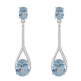 Ji-eun Blue Gemstone Earrings for Everyday Glam Blue Topaz Blue Stud