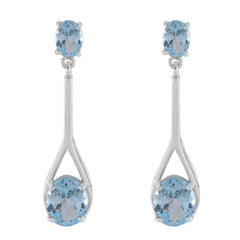 Ji-eun Blue Gemstone Earrings for Everyday Glam Blue Topaz Blue Stud