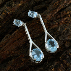 Ji-eun Blue Gemstone Earrings for Everyday Glam