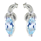 Sara Blue Gemstone Fashion Earrings for Stylish Looks Blue Topaz Blue Stud