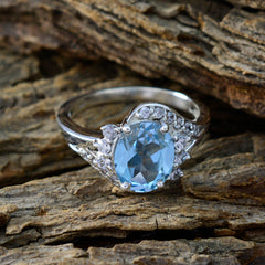 Bianca Blue Gemstone Halo Ring with Sparkling Accents