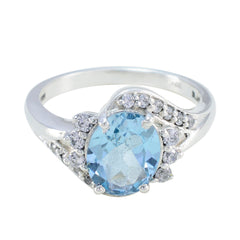 Bianca Blue Gemstone Halo Ring with Sparkling Accents Blue Topaz Blue