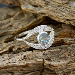 Anna Blue Gemstone Halo Ring Sterling Silver Elegance