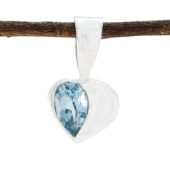Xiu Blue Gemstone Heart Pendant for Everyday Glam Blue Topaz Blue Blue