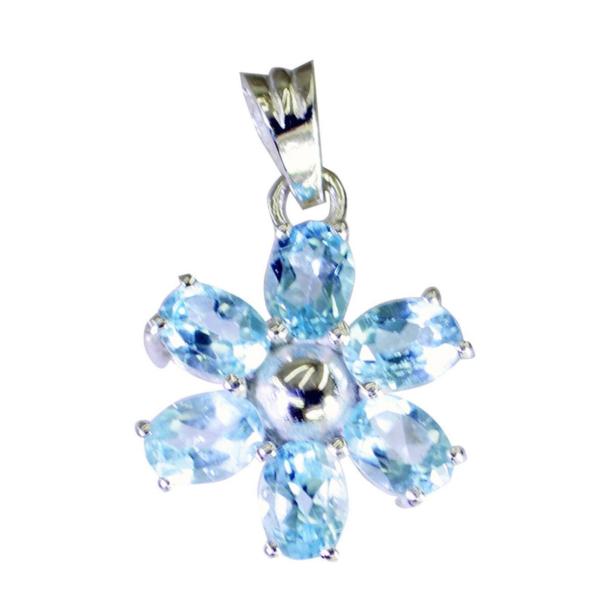 Emma Blue Gemstone Pendant - Elegant Floral Design Blue Topaz Blue Blue