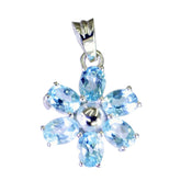 Emma Blue Gemstone Pendant - Elegant Floral Design Blue Topaz Blue Blue