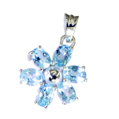 Emma Blue Gemstone Pendant - Elegant Floral Design