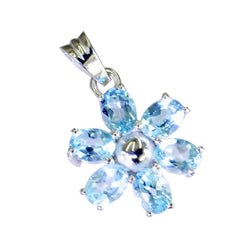 Emma Blue Gemstone Pendant - Elegant Floral Design