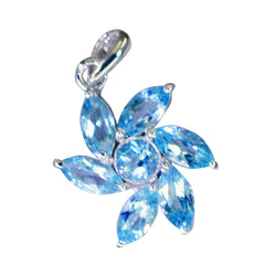 Isla Blue Gemstone Pendant in Floral Design