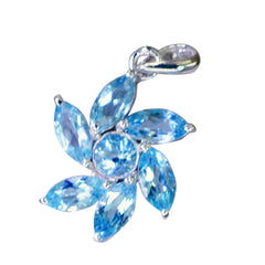Isla Blue Gemstone Pendant in Floral Design