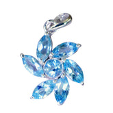 Isla Blue Gemstone Pendant in Floral Design Blue Topaz Blue Blue