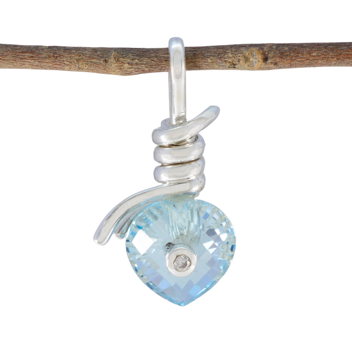Yasmine Blue Gemstone Pendant in Heart Design Blue Topaz Blue Blue