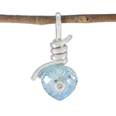 Yasmine Blue Gemstone Pendant in Heart Design Blue Topaz Blue Blue