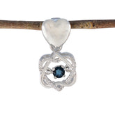 Zoe Blue Gemstone Pendant with Heart Design Blue Sapphire Blue Blue