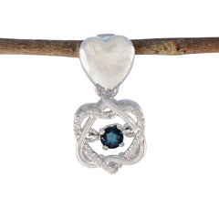 Zoe Blue Gemstone Pendant with Heart Design Blue Sapphire Blue Blue