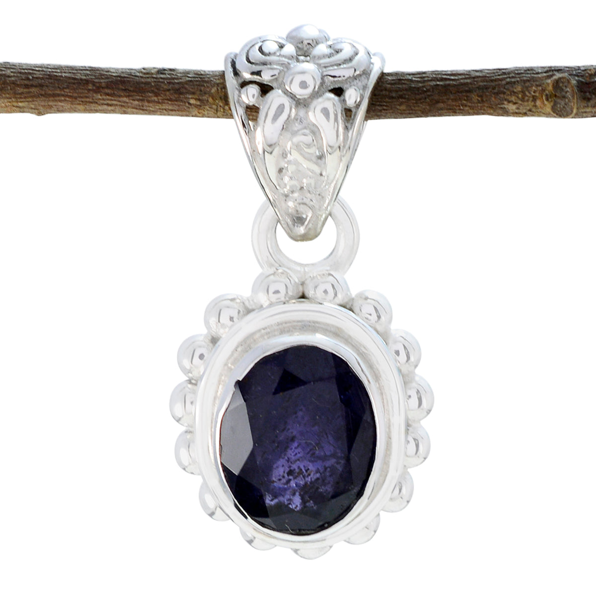 Lourdes Blue Gemstone Pendant in Sterling Silver Iolite Blue Blue