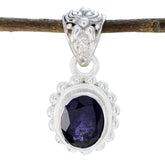 Lourdes Blue Gemstone Pendant in Sterling Silver Iolite Blue Blue